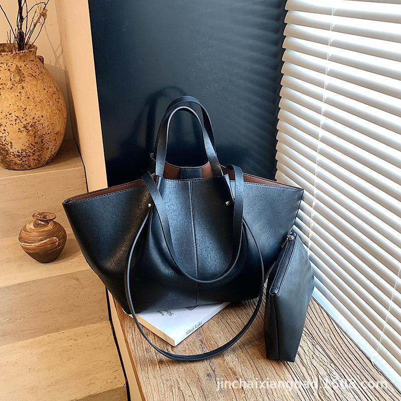New women's tote bag, stylish and simple, suitable for commuting, large capacity, winged single-shoulder bag