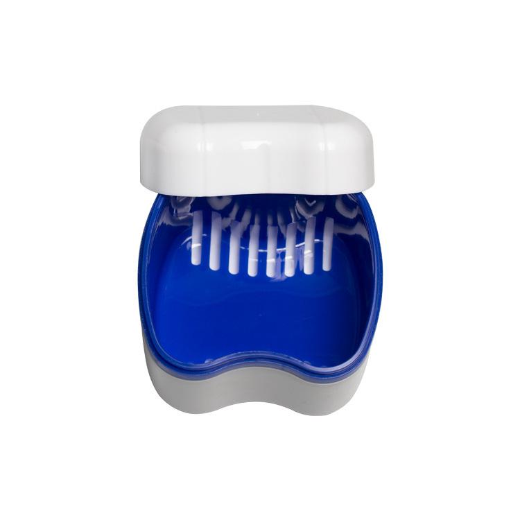 

European Style Double-Layer Denture Storage and Cleaning Box синій