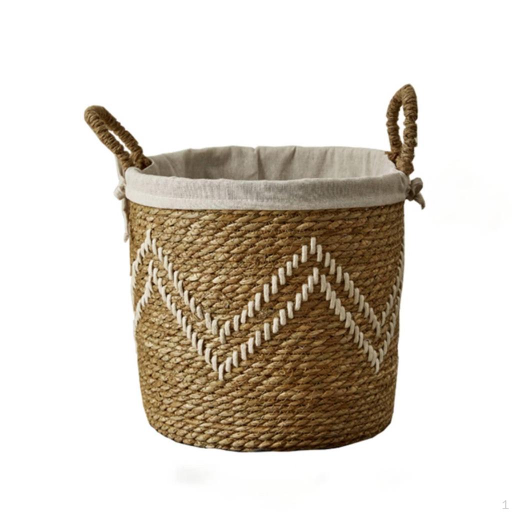 Woven Basket with Handles OpenTop Wicker Laundry Handwoven Rattan Storage Hamper for Home