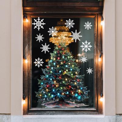 Motivo Regalo di Natale Adesivi Murali Decorazione Festival di Natale Carta da Parati Decorazione per la Casa Decalcomanie di Capodanno Poster per Porta Finestra in Vetro