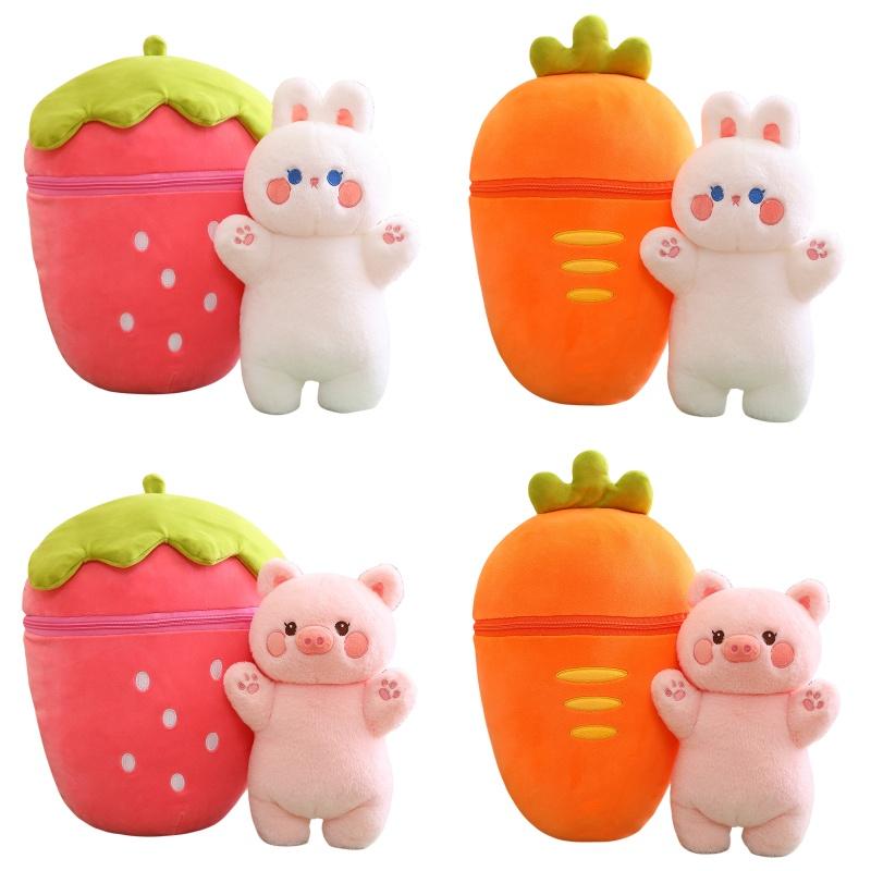 Cute Strawberry Bunny Plush Toy Soft And Cuddly Stuffed Animal For Girls 30cm/0.18kg