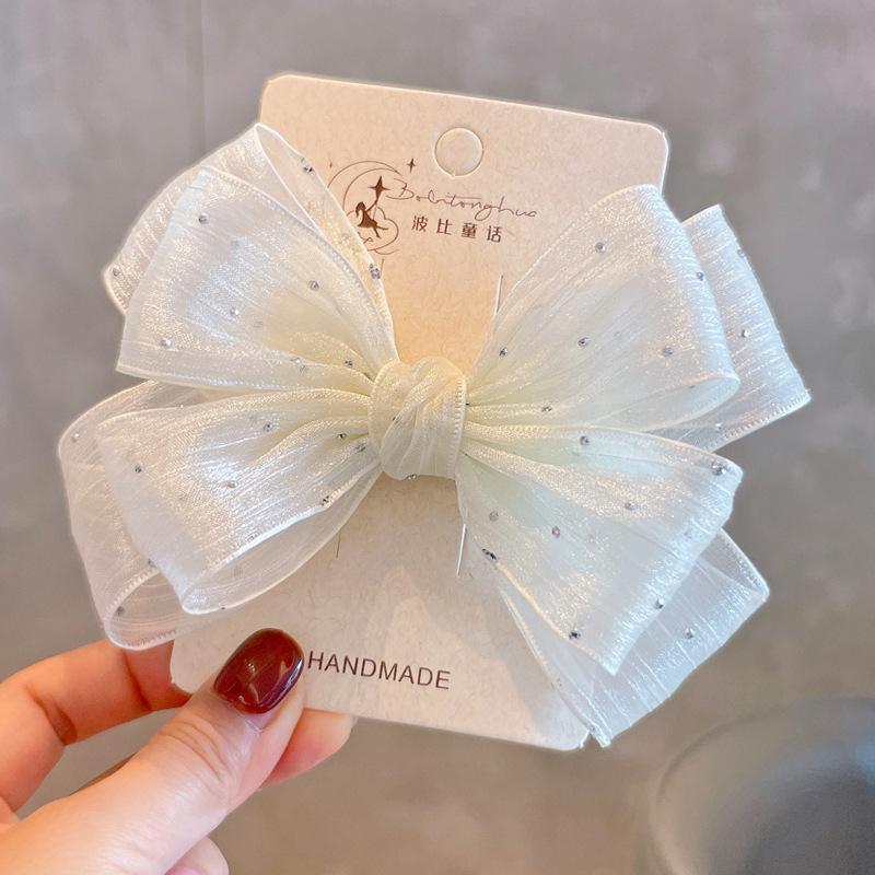 Neue Perle Bogen Haar Clips Gaze 3D Prinzessin Süße Haarspangen für Kinder Kopfbedeckungen Mädchen Kinder Haar Zubehör