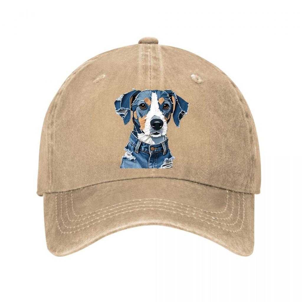 Distressed Dog Art Graphic Washed Baseball Cap Outdoor For Womens Unisex FeUnisex