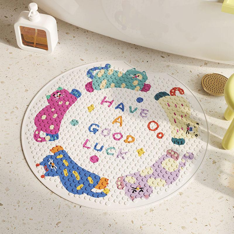 

Мультяшный кот Душевая комната Пожилые и детские противоскользящие накладки на ноги для купания Специальные круглые противоскользящие присоски для ванной комнаты Round notch 55 * 55cm