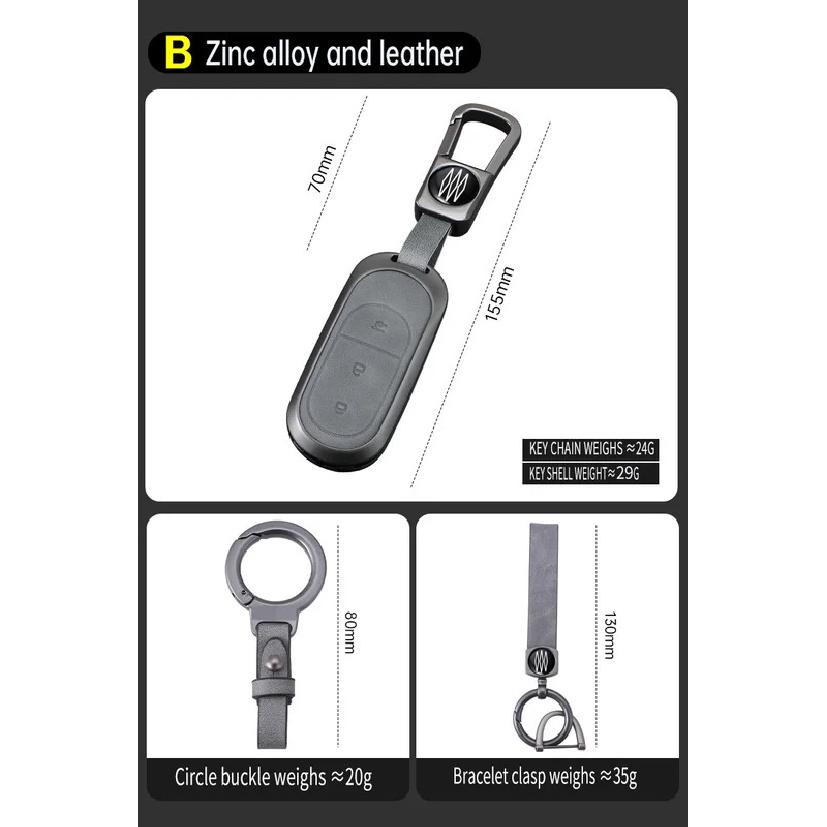 Zinc Alloy Leather Car Remote Key Case Cover For Leapmotor C16 C11 C10 C01 B10 T03 S01 Type Protector Shell Keychain Accessories
