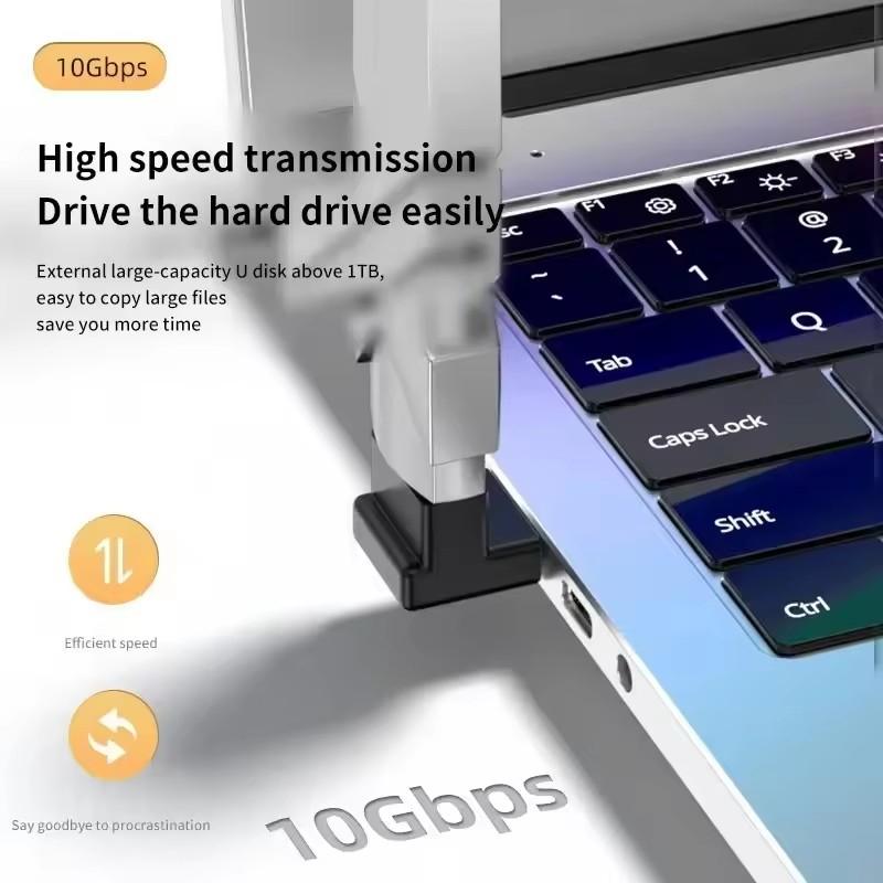 USB 3.0 Samec na Samici Pravoúhlý Prodlužovací Adaptér 90 Stupňový USB Konektor Nahoru Loketní Adaptér 10Gbps Pro Notebook PC Převodník