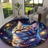 1pc Cosmic Cat Carpet for Room Floor Mat, Comfortable Office Chair Printed Round Rug, Beautiful Hotel Rug