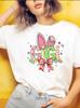 Easter Bunny Graphic Tee Womens Cute Holiday T-Shirt Casual Funny Gift
