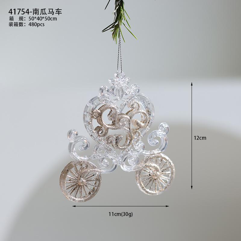 Modern Acrylic Christmas Tree Ornaments Bells Pumpkin Carriage Carousel Ballerina Minimalist Luxury Decor