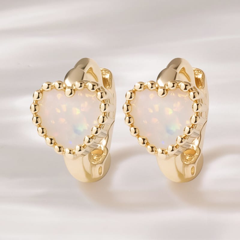 

JEWNEL 14K Bling Pearl Heart Opal One-Touch Ring Earrings (4 colors) Earrings (1 pair)