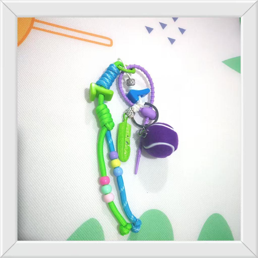 2026miu Series CR7 Style Baseball Keychain: Handmade Woven Lanyard Bag Pendant.