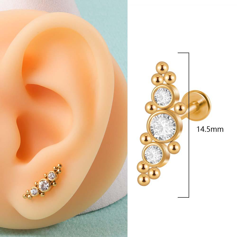 

Титан G23 и сталь 16G Кольцо для губы-треугольника с драгоценным камнем CZ, серьга-кристальный кластер 1.2*6 mm