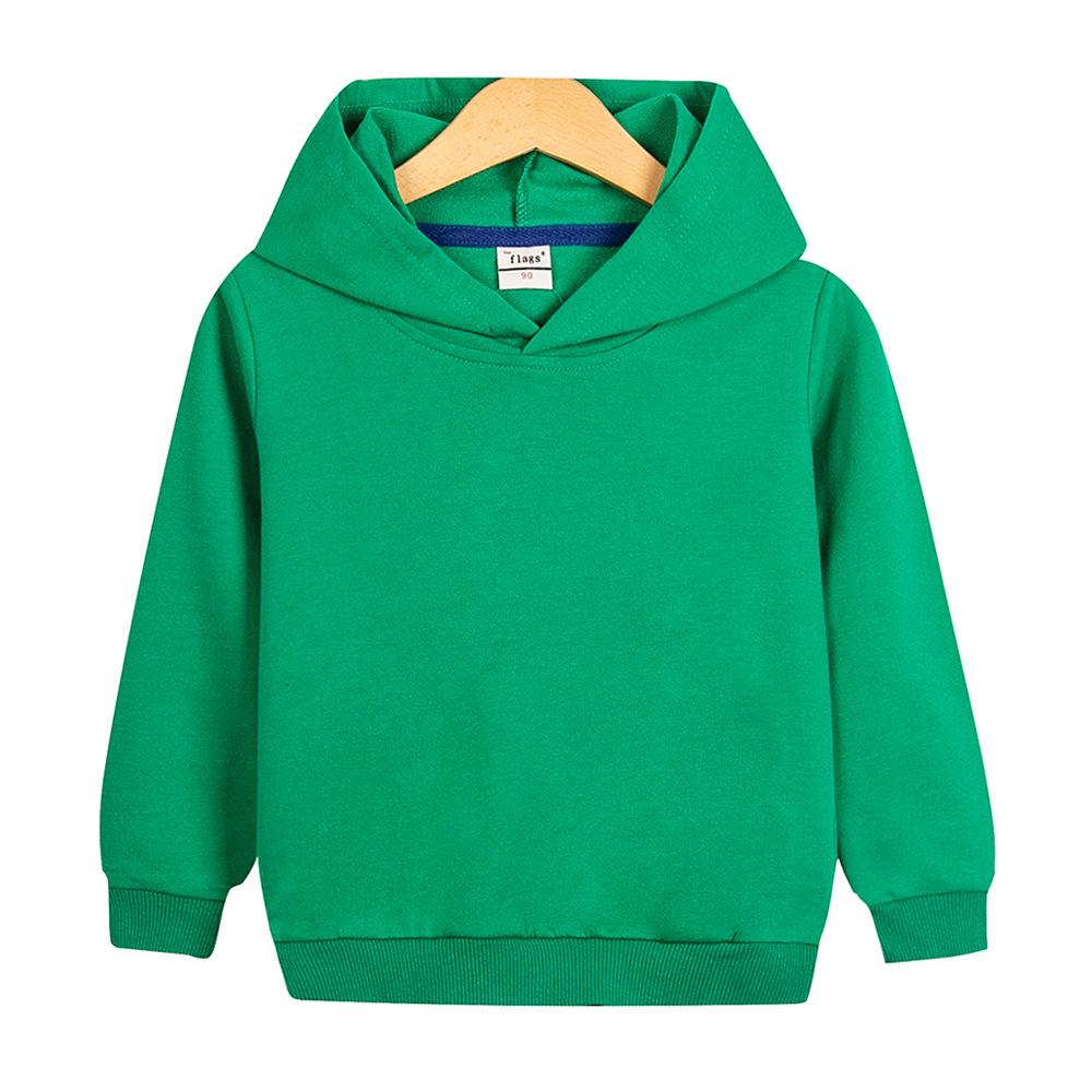 Autumn/Winter Solid Color Hooded Sweatshirt for Kids, Casual Top/Outerwear, Custom Patterns Available