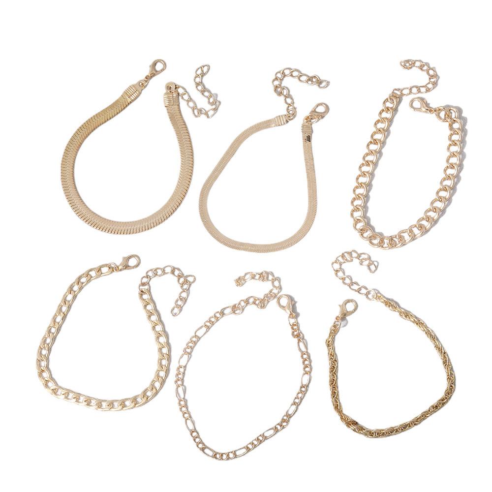 Jewelry 6-Piece Set, Simple Twist Snake Slice Chain, Personalized Thick Chain Bracelet
