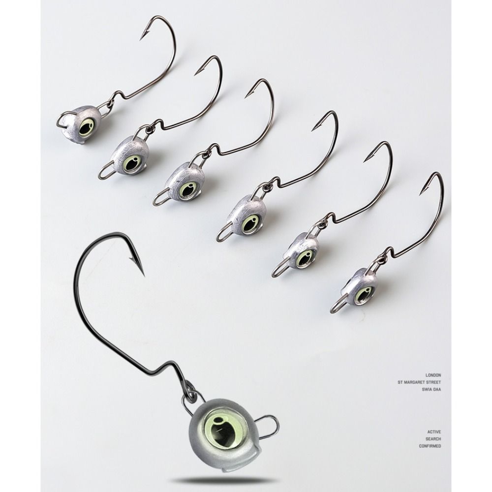 10PCS Metal Fishing Worm Lure Hooks Silver Seawater Freshwater Fishhook Swing Jig Tackle  Fishing