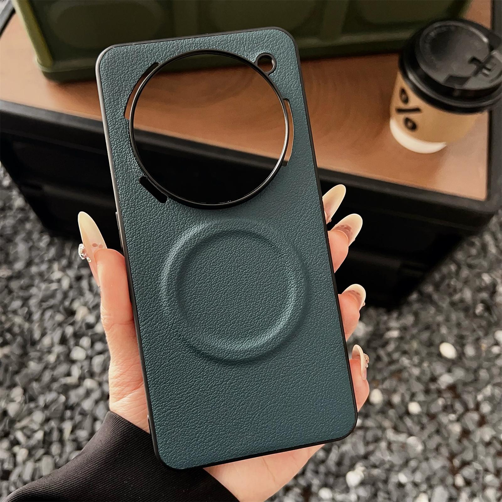 

For Nothing Phone (3a) Pro Case Compatible with MagSafe PU+TPU Phone Back Cover Blackish Green