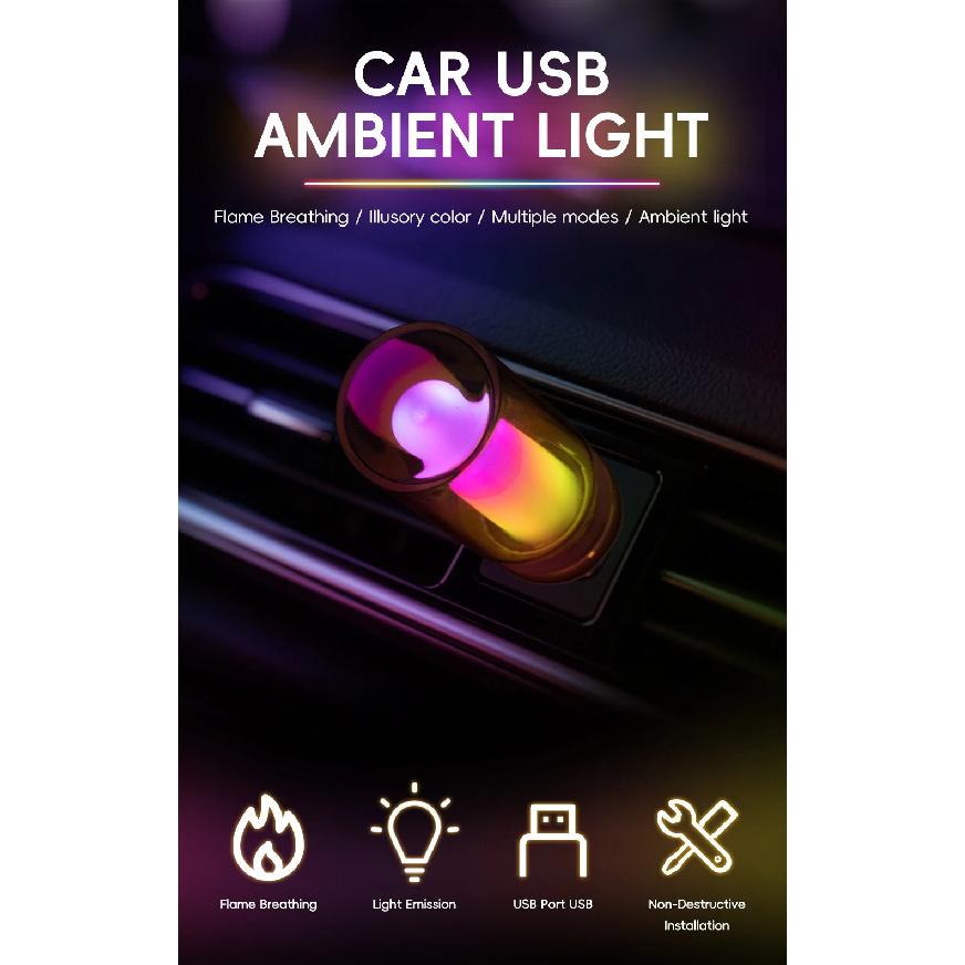 2x Car USB LED Rainbow Color 5V Retro LED Bulbs RGB Night Light Yellow Candle Style Camping Incandescent Decorative LED Lighting