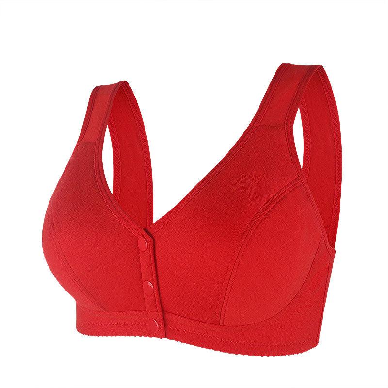 New smooth front buckle women's underwear thin mother soft cotton women's vest type steel rimless large size bra