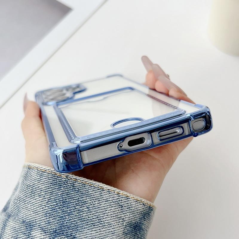 Plating Card Slot Clear Case Shell For Samsung S25 Edge S24 FE S23 Ultra S22 A56 A36 A55 A26 A16 Soft Silicone Shockproof Transparent Phone Cover