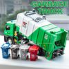 ABBY1 1:24 Scale Sanitation Garbage Truck Model Toys Alloy Diecast Cleaning Vehicles Sound Light Doors Opened Pull Back for Kids Gifts