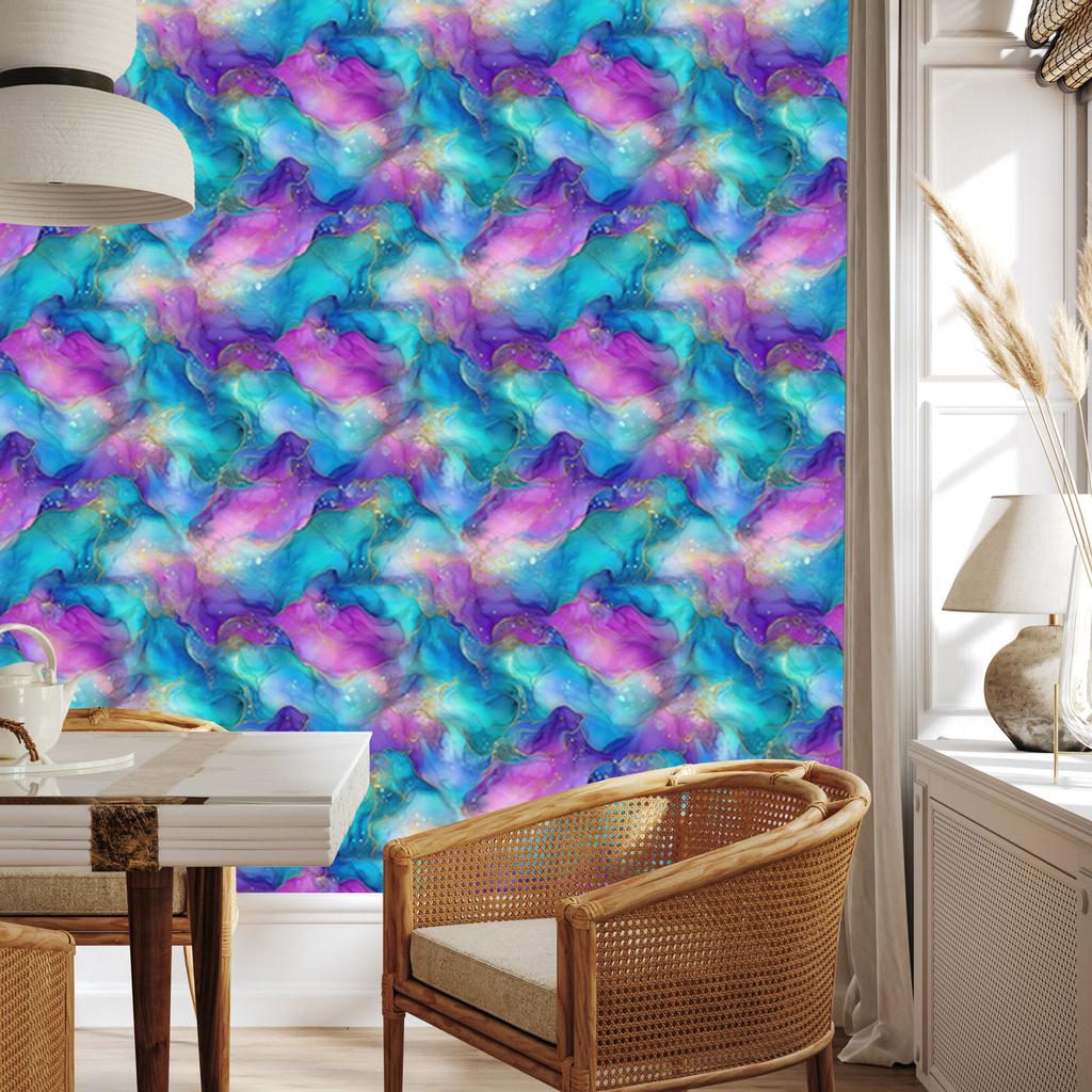 Ink Wallpaper Turquoise, Violet, Blue and Azure 50x1000