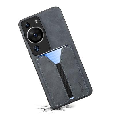 DENIOR For Huawei P60/P60 Pro Elastic Card Holder Phone Case PU Leather Coated TPU Anti-drop Cover