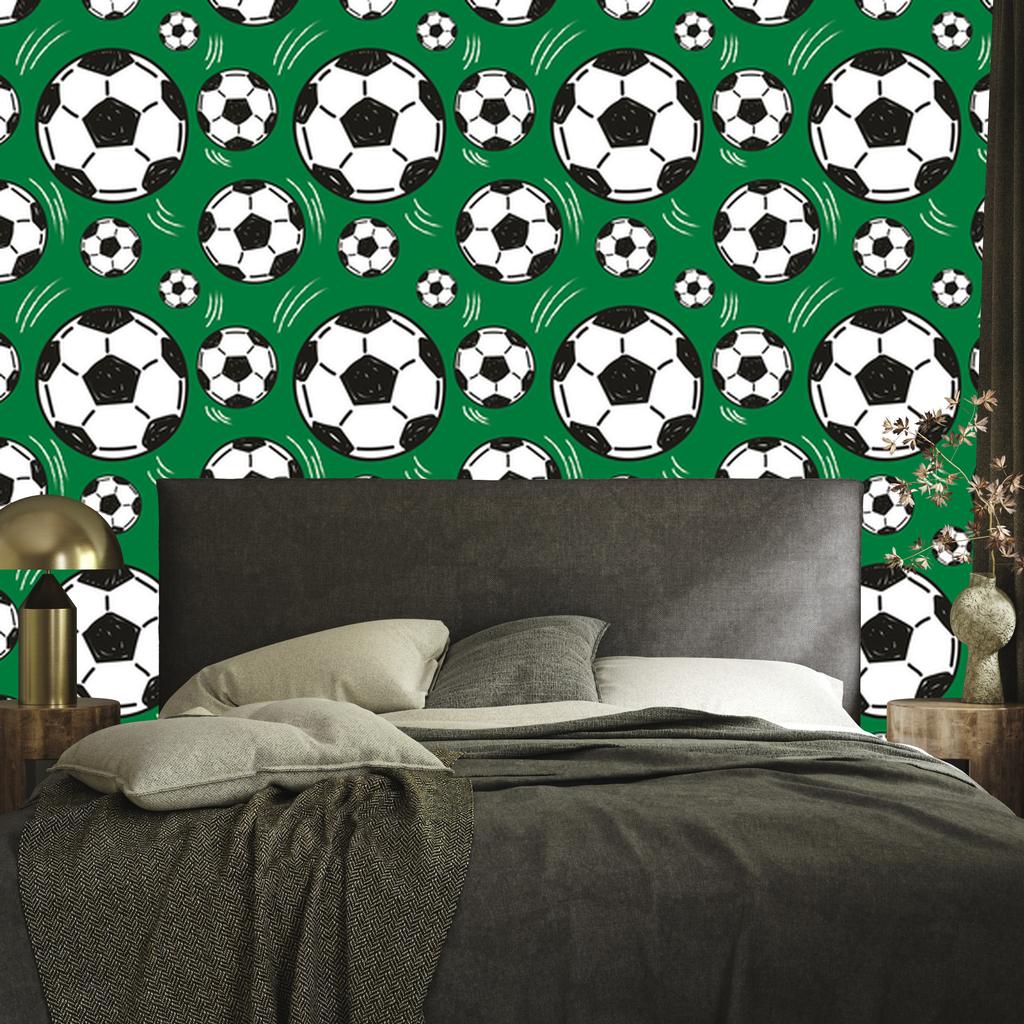 Soccer Ball Wallpaper On a Green Background for the Living Room and Bedroom 50x1000