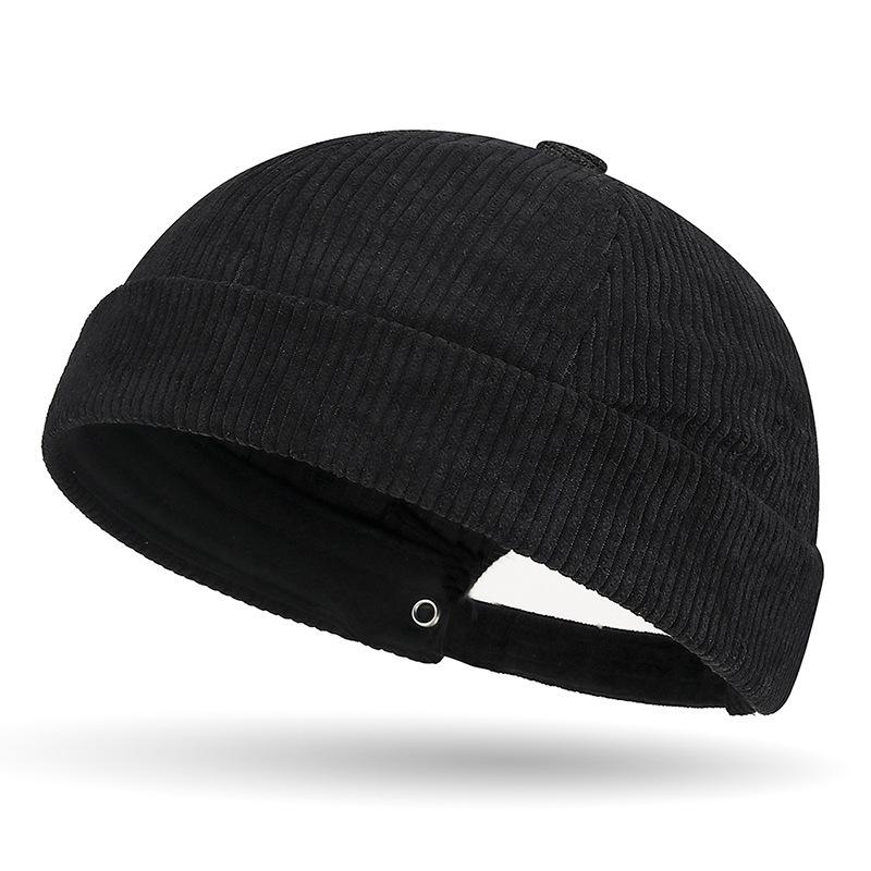 

Solid-color Chunky-textured Melon Rind Cap, Street Retro Tang-style Hat, Trendy Hip-hop Corduroy Landlord Hat чорний