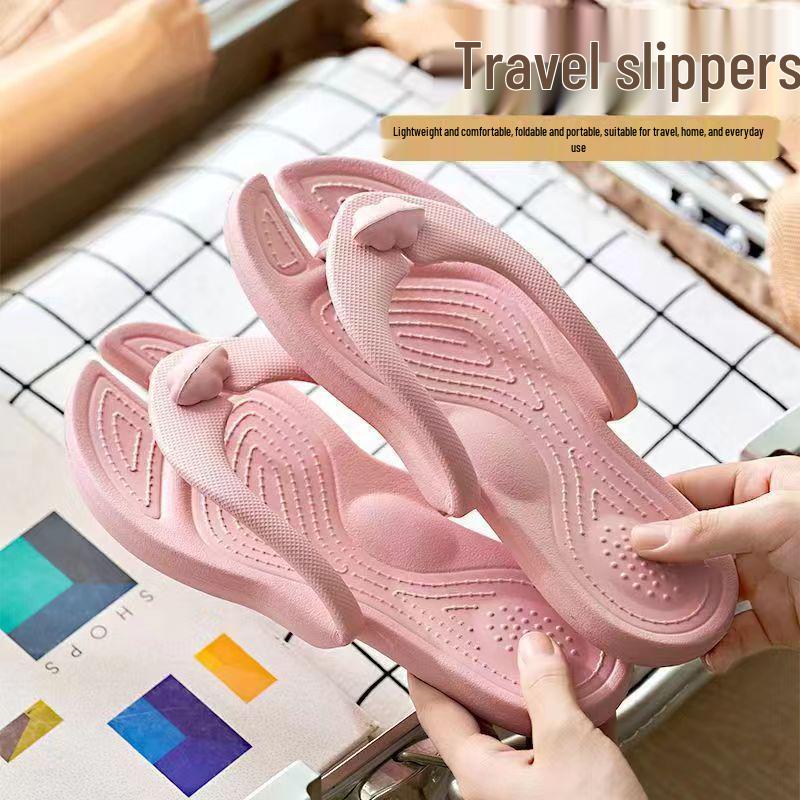 Foldable Women's Non-Slip Travel Flip Flops - Portable, Wear-Resistant, Soft Sole for Outdoor Fashion