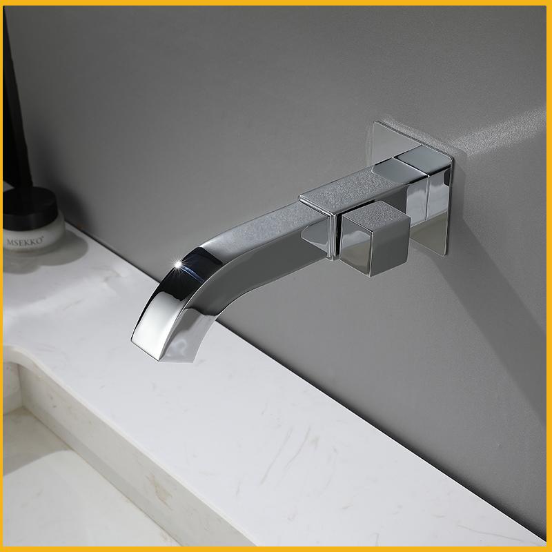 Rubinetto per Lavabo Quadrato da Parete per Bagno Oro Spazzolato Monoforo Freddo Ottone Rubinetto per Lavabo da Balcone Pozzetto per Mocio Cromo Nero Grigio