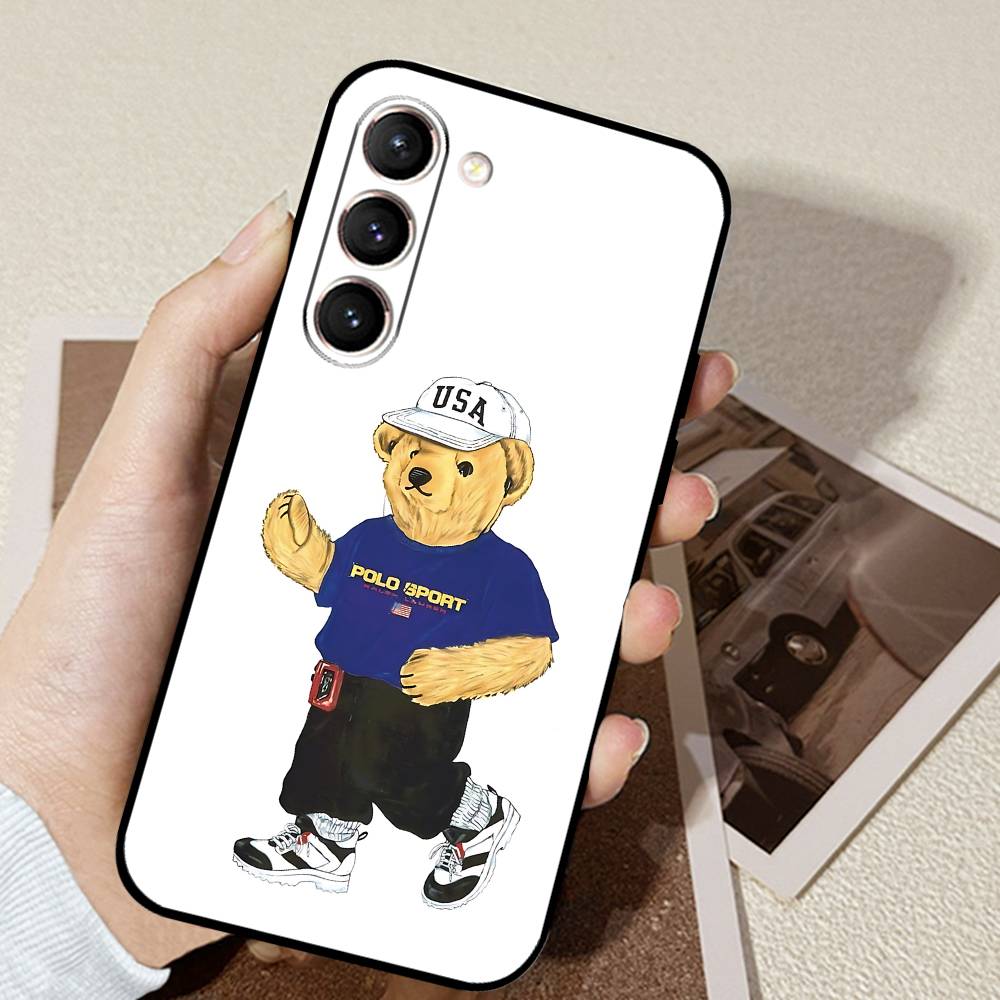 D-CartoonS Bear R-PoloS Phone Case Black Ultra-thin Shockproof Case For Samsung S24/S25/S22/S30/Note20/Lite/Ultra/5G/Plus/FE
