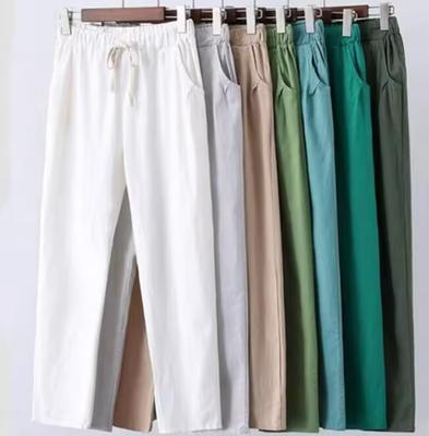 Women's Spring/Summer Casual Wide-Leg Harem Pants Solid Color Plus Size Drawstring Slimming Pants