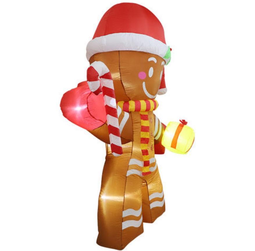 Inflatable Gingerbread Man Cookies StarryLights 240 Cm - a Large, Christmas Decoration for the Garden and Home