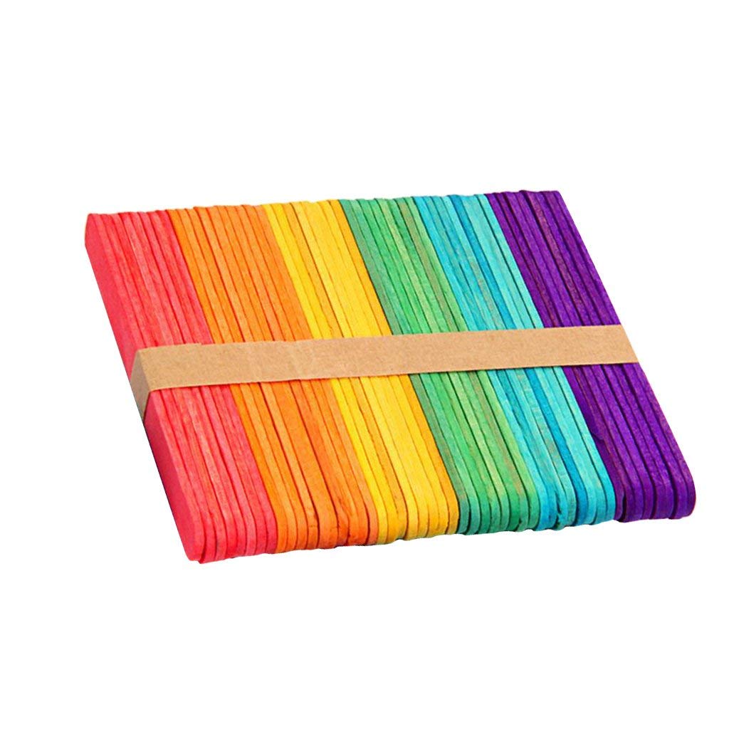 Eclet 50 Colour Wooden Craft Stick Premium Natural Wooden Piece Ice Cream Sticks(A)