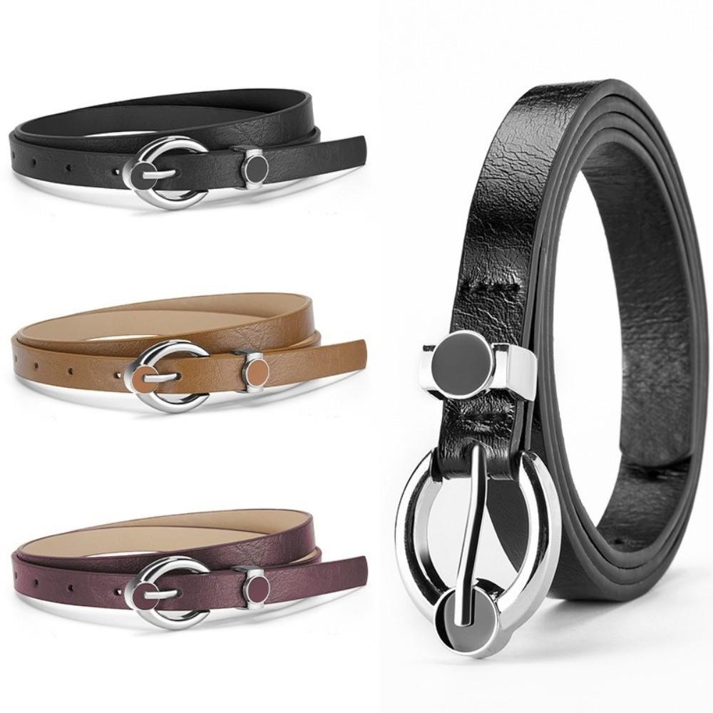 Harajuku Thin Waist Belt Alloy Pin Buckle Punk Waistband Fashion PU Leather Belt  For Women