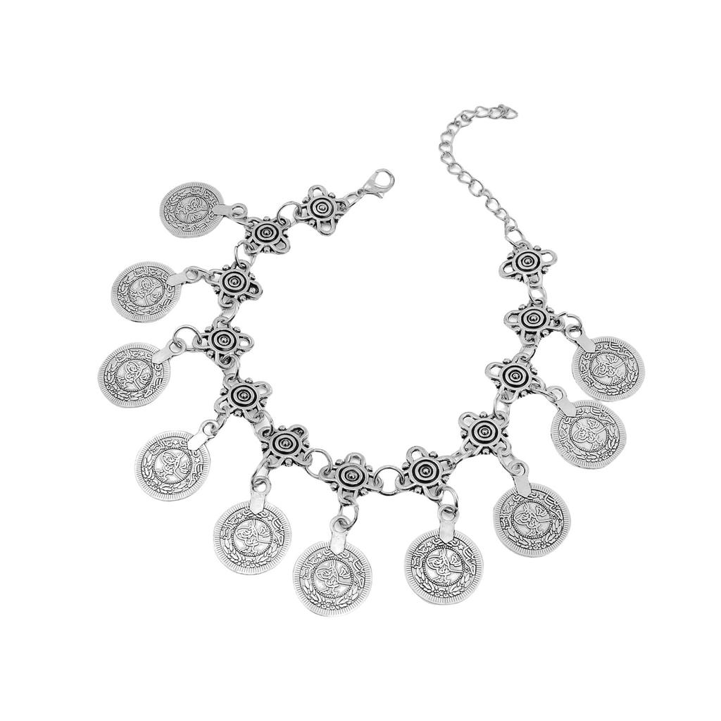 Ethnic Tribal Coin Tassels Anklet Chain for Women Foot Chain with Adjustable Length Accessories for Beach and Dance