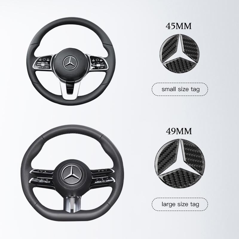 GLC GLB 45/49mm Carbon Fiber Car Steering Wheel Emblem Sticker For Mercedes Benz AMG W206 W204 W205 W212 W213 W221 W222 W223 W2