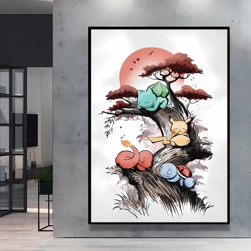 Canvas Artwork Painting Pokemon Pikachu Picture Home Decor Classic Character Images Spray Painting Home Decor Holiday Gift