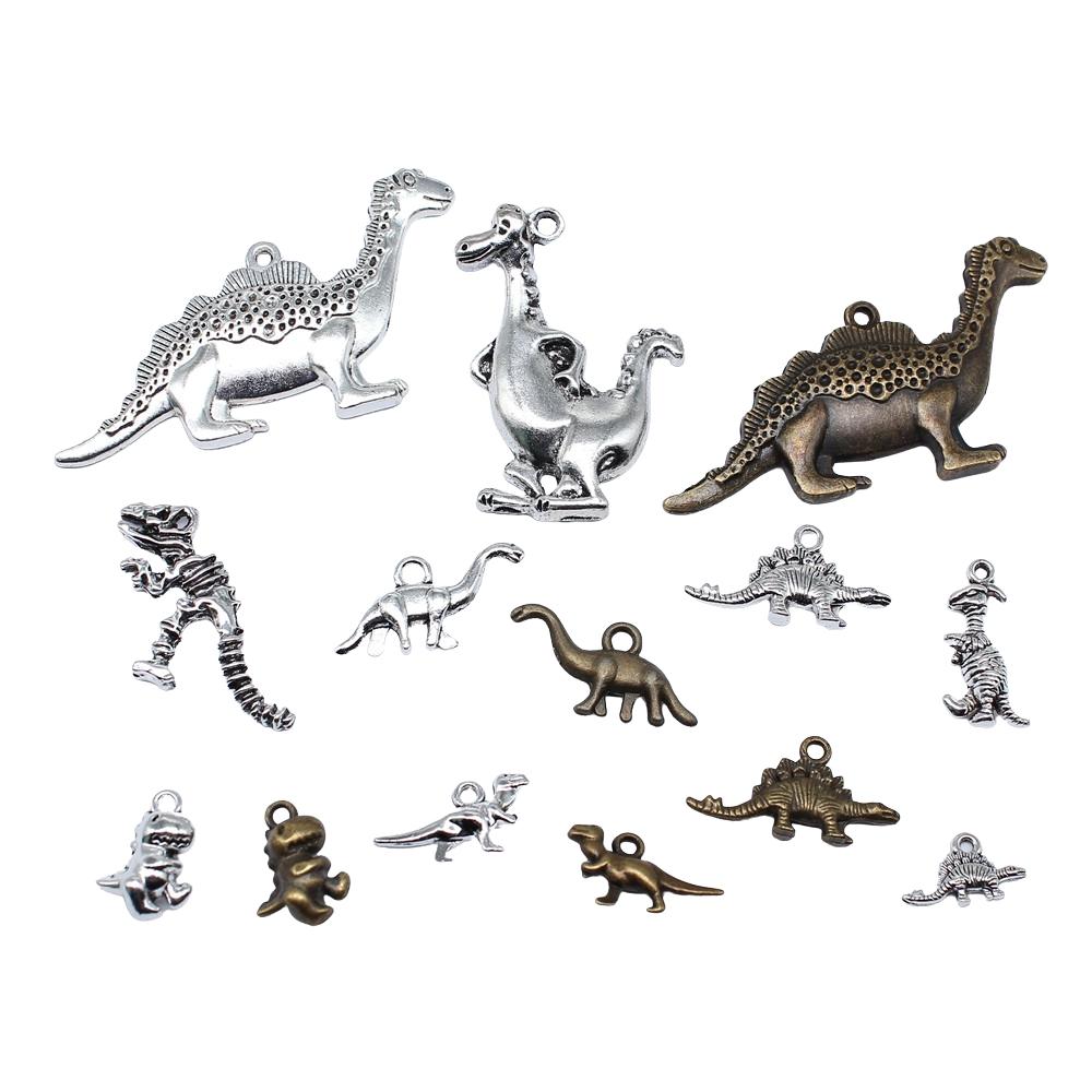 10 Stück Anhänger Dinosaurier Brontosaurus Tibetische Bronze Silberfarbe Anhänger Antiker Schmuckherstellung DIY Handgemachtes Handwerk