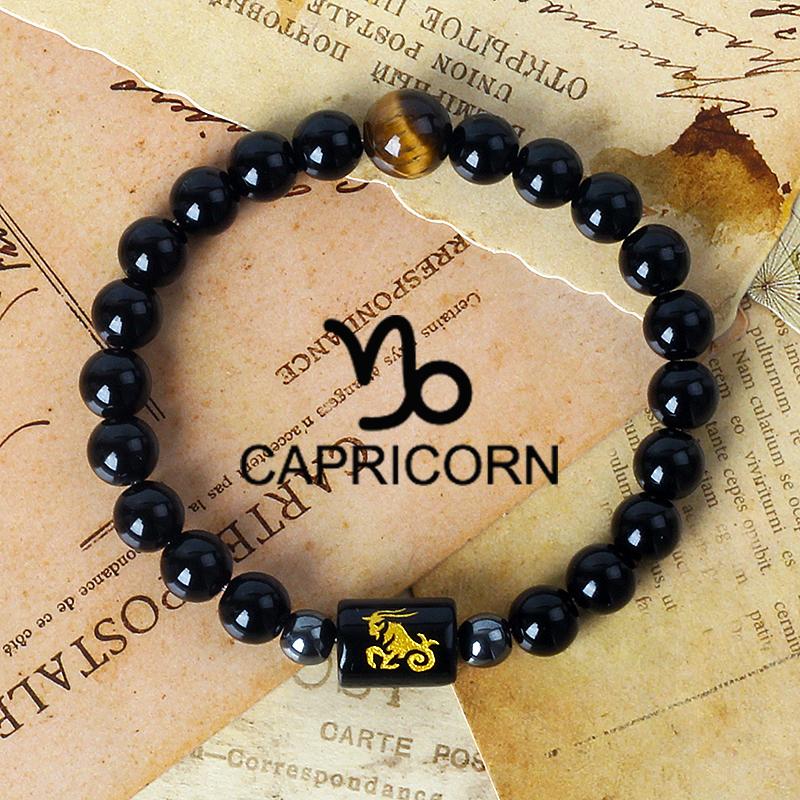 12 Constellation Zodiac Signs Bracelet Men Women Natural Tiger Eye Stone Beaded Couples Bracelets Scorpio Birthday Beads Jewelry