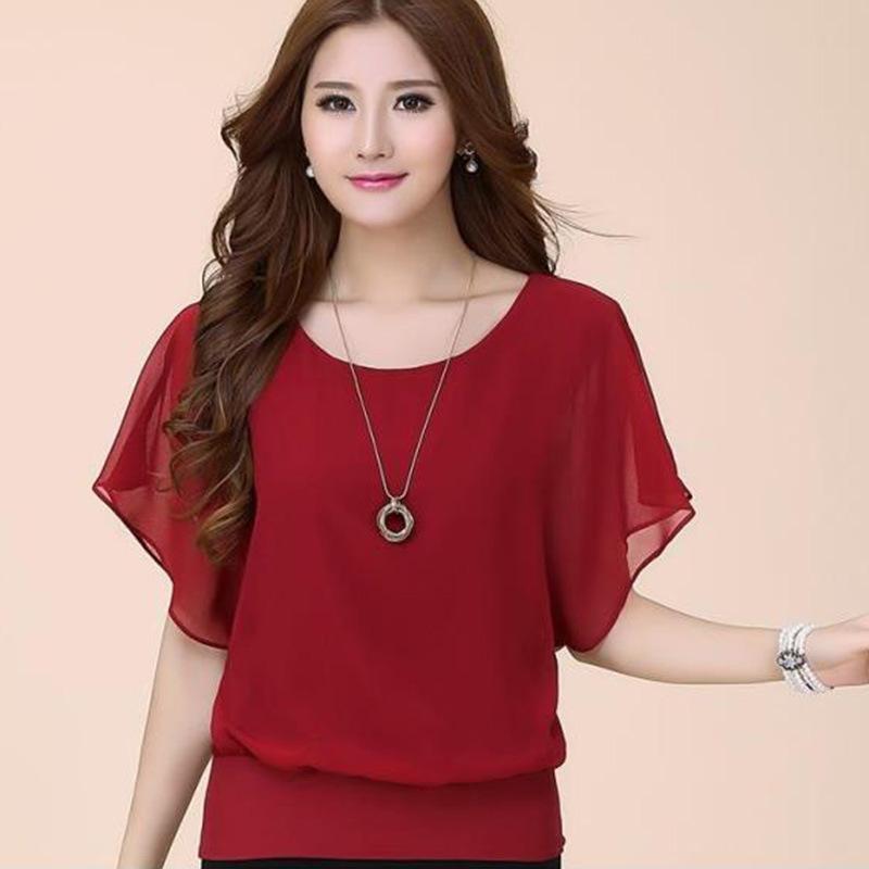 YYFS Women's Fashion Casual Summer Spring Solid Color Print Short Sleeve O-Neck Blouses & Shirts