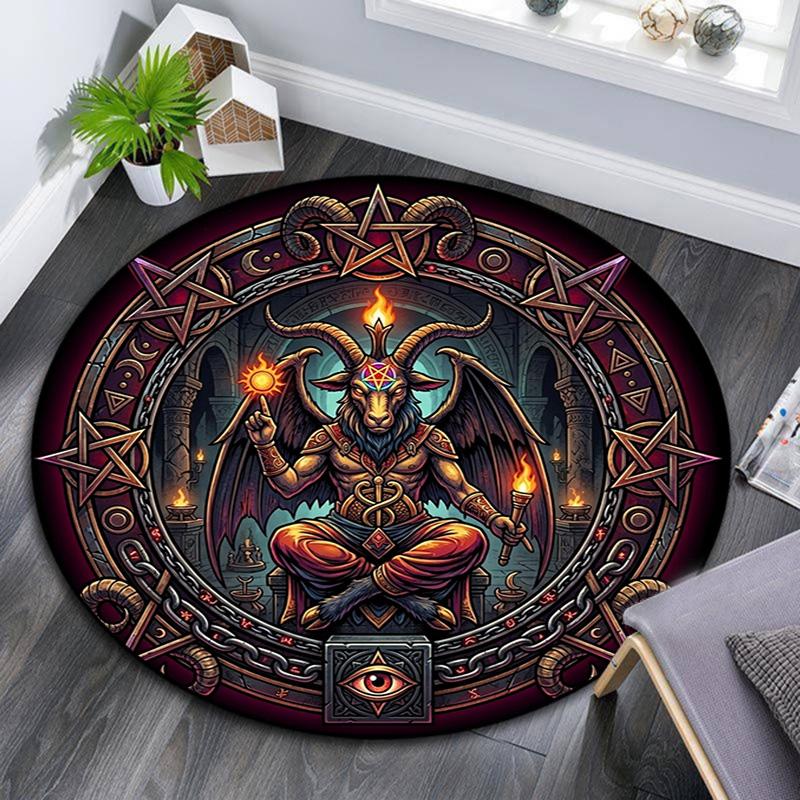 Occult Ritual Symbolism Round Area Rug Under Office Chairs Bedroom Living Room Home Decor