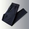 Summer Men's Quick Dry Casual Pants Elastic Waist Drawstring Zipper Pocket Straight Leg Trousers