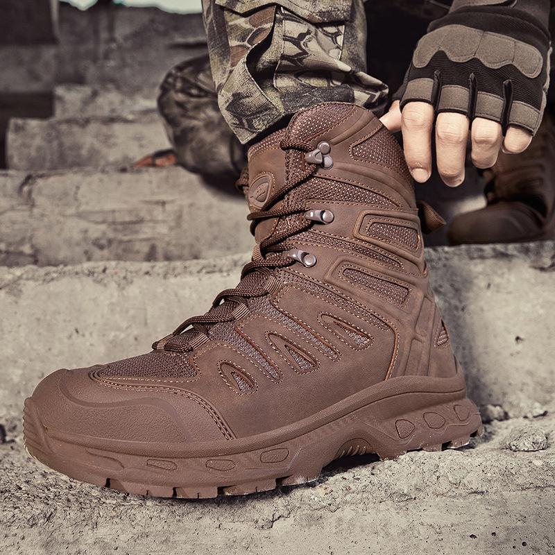 2025 Large Size 39--47 Tactical Boots Special Forces Outdoor Hiking Wear-resistant Training Shoes Combat Black