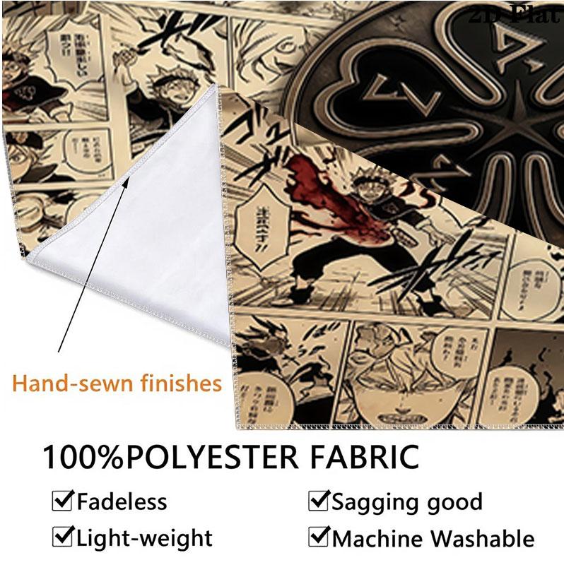 Arazzo da Parete Black Clover Appeso Estetico alla Parete Coperta in Tessuto Stampato Arazzi Decorativi per Camera da Letto Soggiorno Decorazione per la Casa