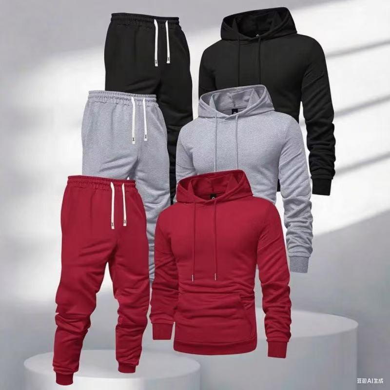 Mens Casual Sport Hoodie Set Loose Fit Long Sleeve Cotton Blend Tracksuit