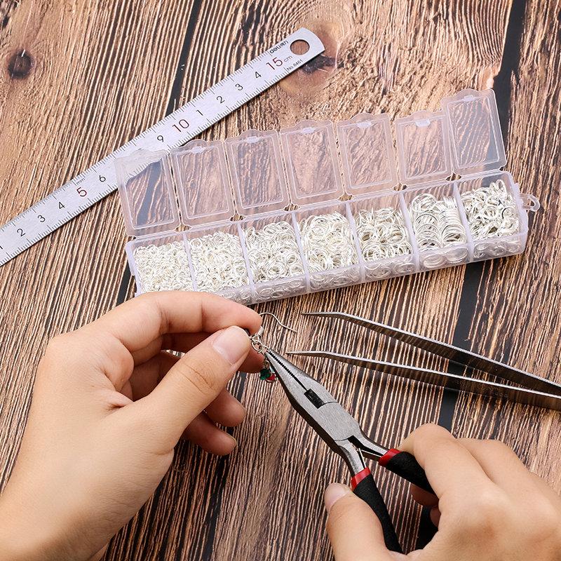 A Set Jewelry Findings Tool Set Open Jump Rings,Jewelry Pliers, Lobster Clasps hooks, jewelry tweezers Jewelry Making Supplies