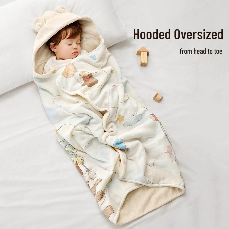 Jingqi Hooded Baby Poncho Bath Towel: Wearable, Absorbent, Newborn Bathrobe for Boys & Girls