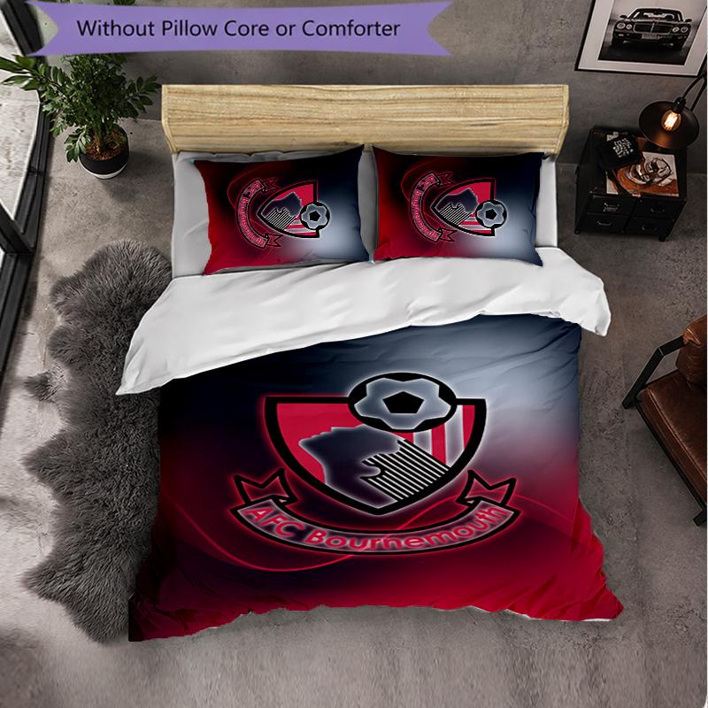 Set Biancheria da Letto Bournemouth Football 3 Pezzi Morbido Set Copripiumino con Federe Set Decorazione Camera da Letto per la Casa