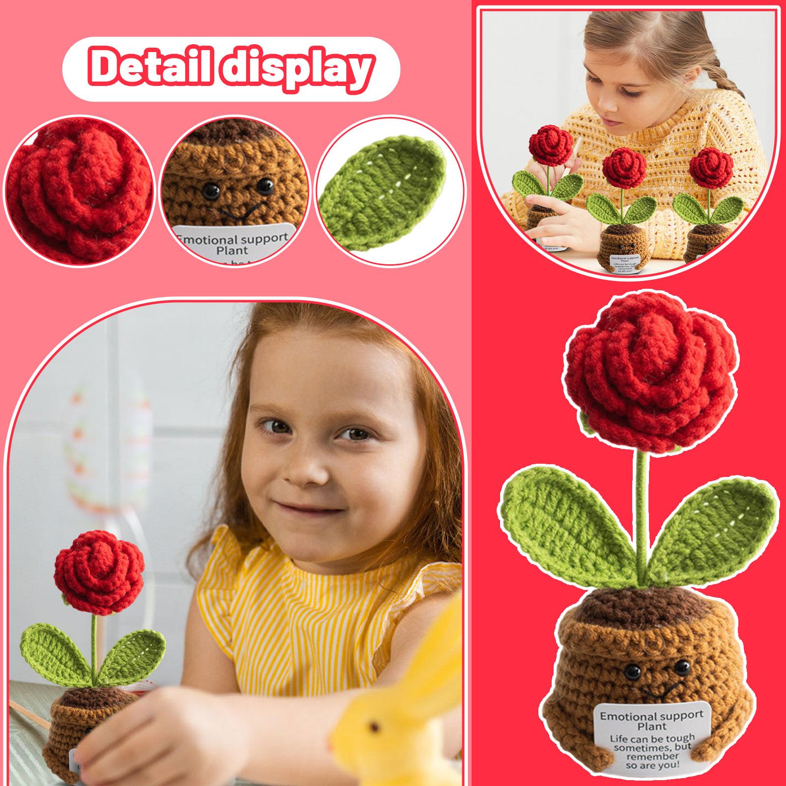 

Knitted Flower Plant Potted Finished Product, Woolen Artificial Flower, Desktop Ornament, Hand,held Card, Doll One Size